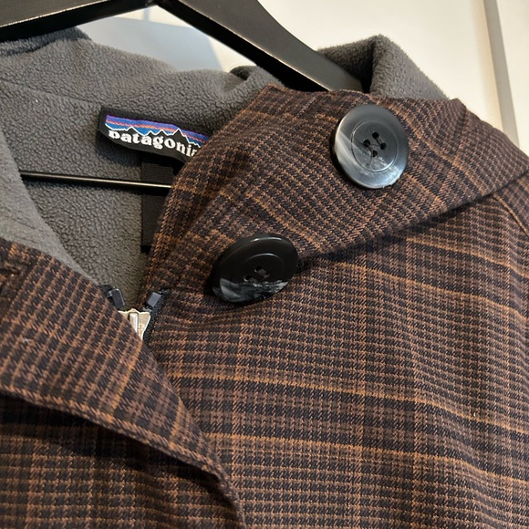 Patagonia Darya Plaid Fleece Lined Hooded Jacket Raven Windproof Size Large - Picture 6 of 10